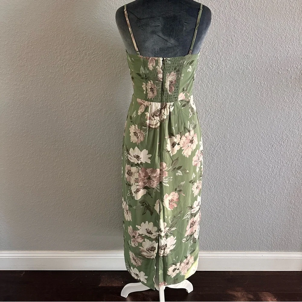 Abercrombie & Fitch Olive Floral Maxi Dress | Size S | Spaghetti Straps - Picture 2 of 6
